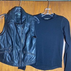 Two for One Sale: Tokyo Darling Faux Leather Vest, Magellan Black T Size M